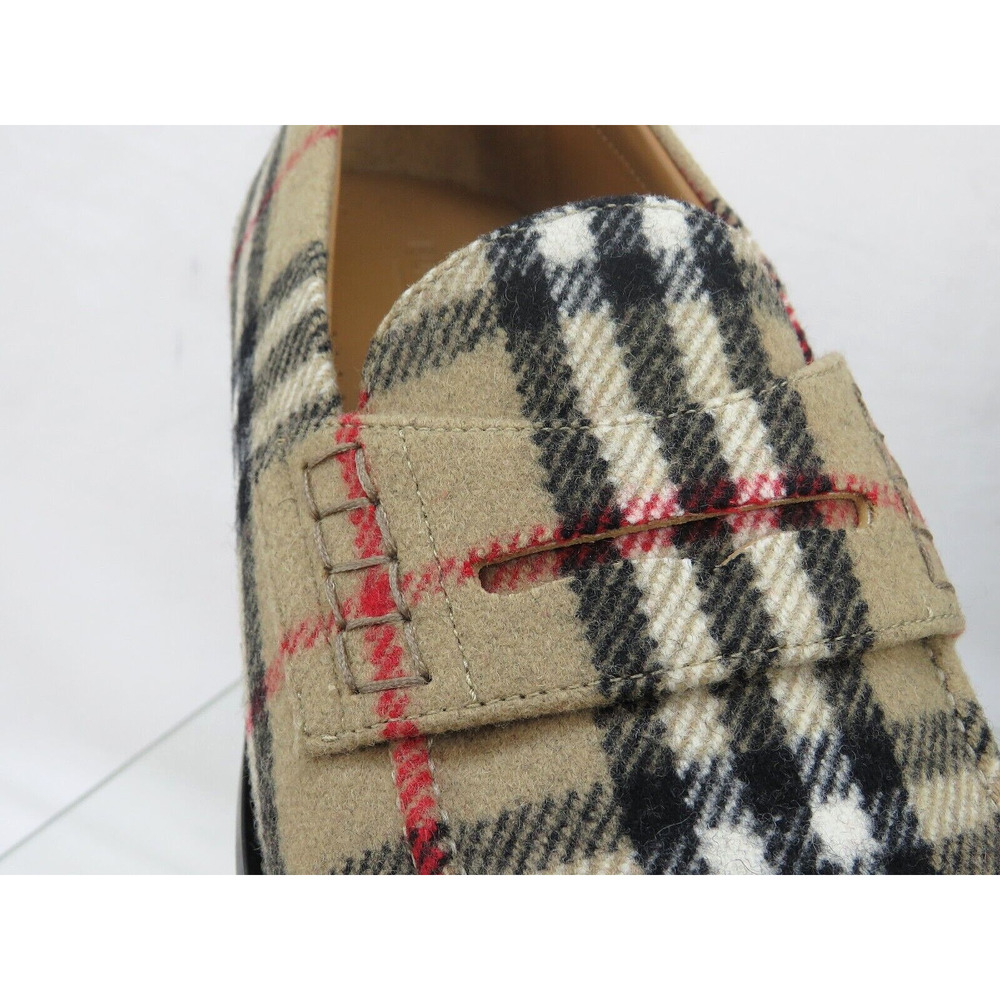 $790 BURBERRY HACKNEY BEIGE CHECK WOOL PENNY LOAFERS 43.5 ITALY - Picture 9 of 14